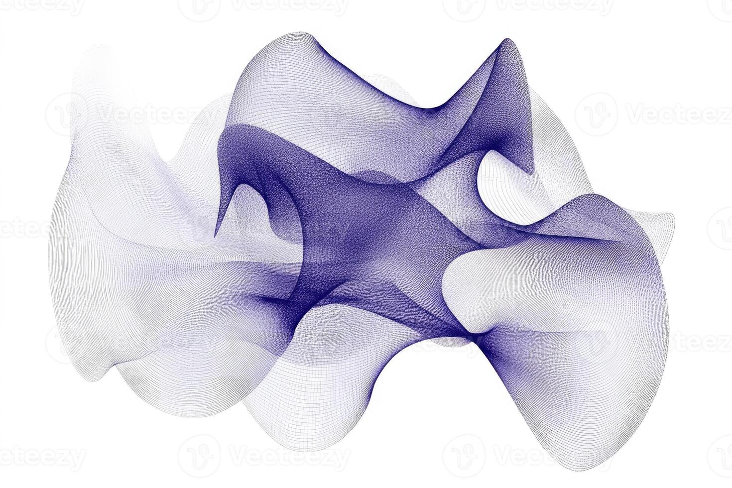 A blue and white abstract shape with a wave pattern photo