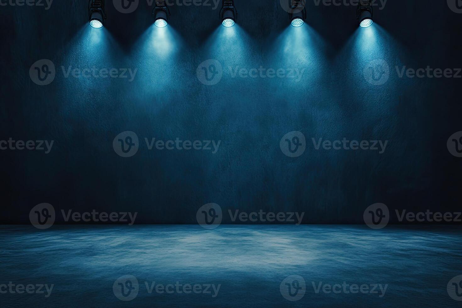 Three spotlight lights on a dark stage photo