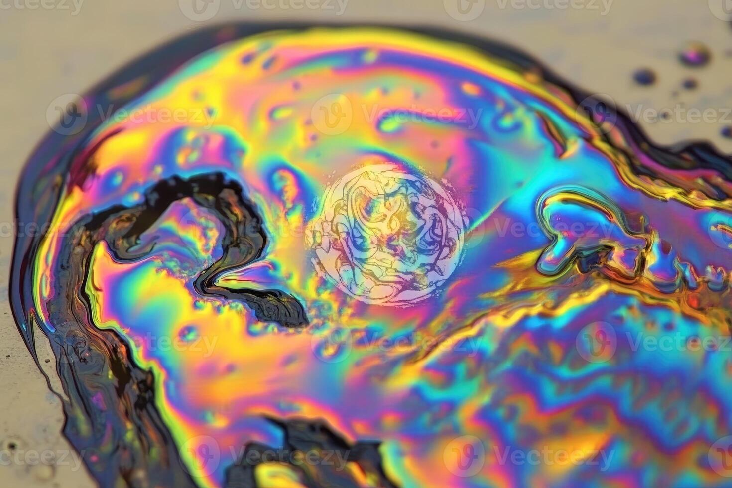 A close up of a colorful liquid with a circle in the middle photo