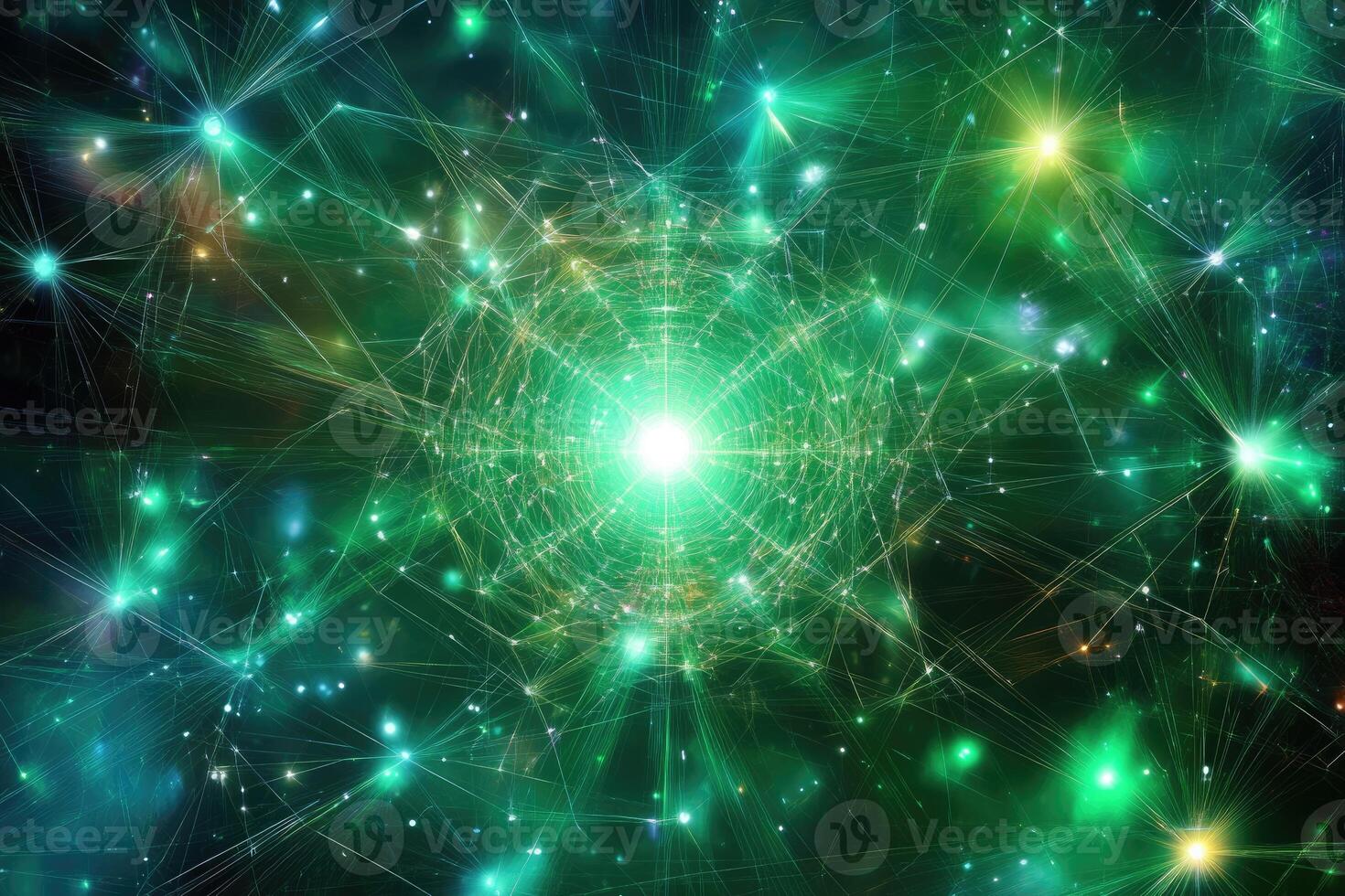 Green and yellow stars in the sky photo