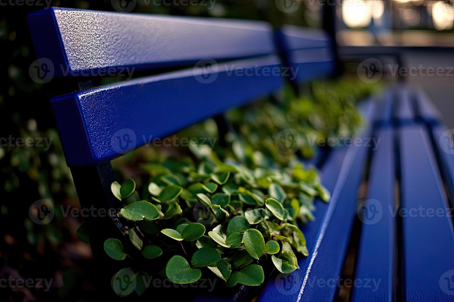 A bench with plants growing on it photo