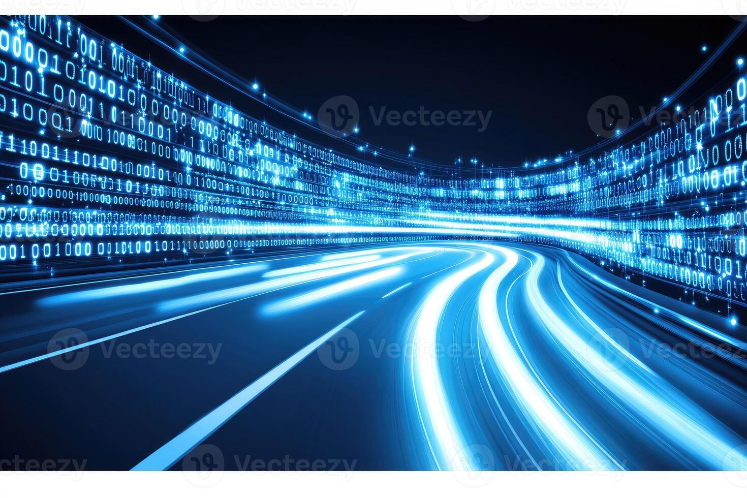 A road with a digital image of data photo