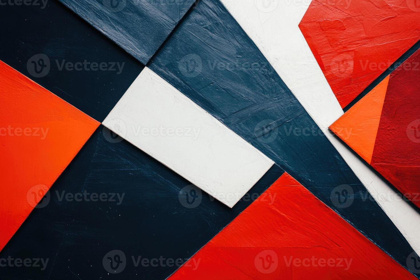 A close up of a red, white and blue abstract wall photo