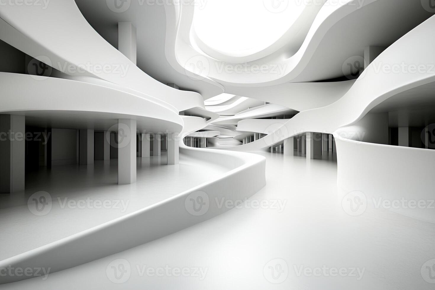 A white building with curved walls and a curved ceiling photo