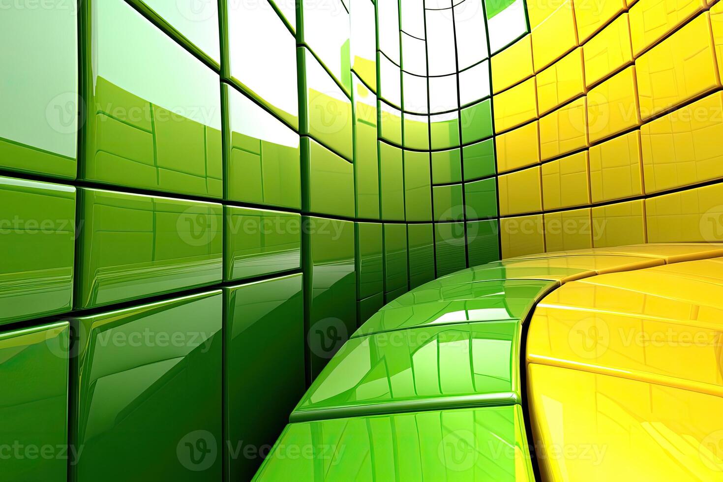 A green and yellow wall photo
