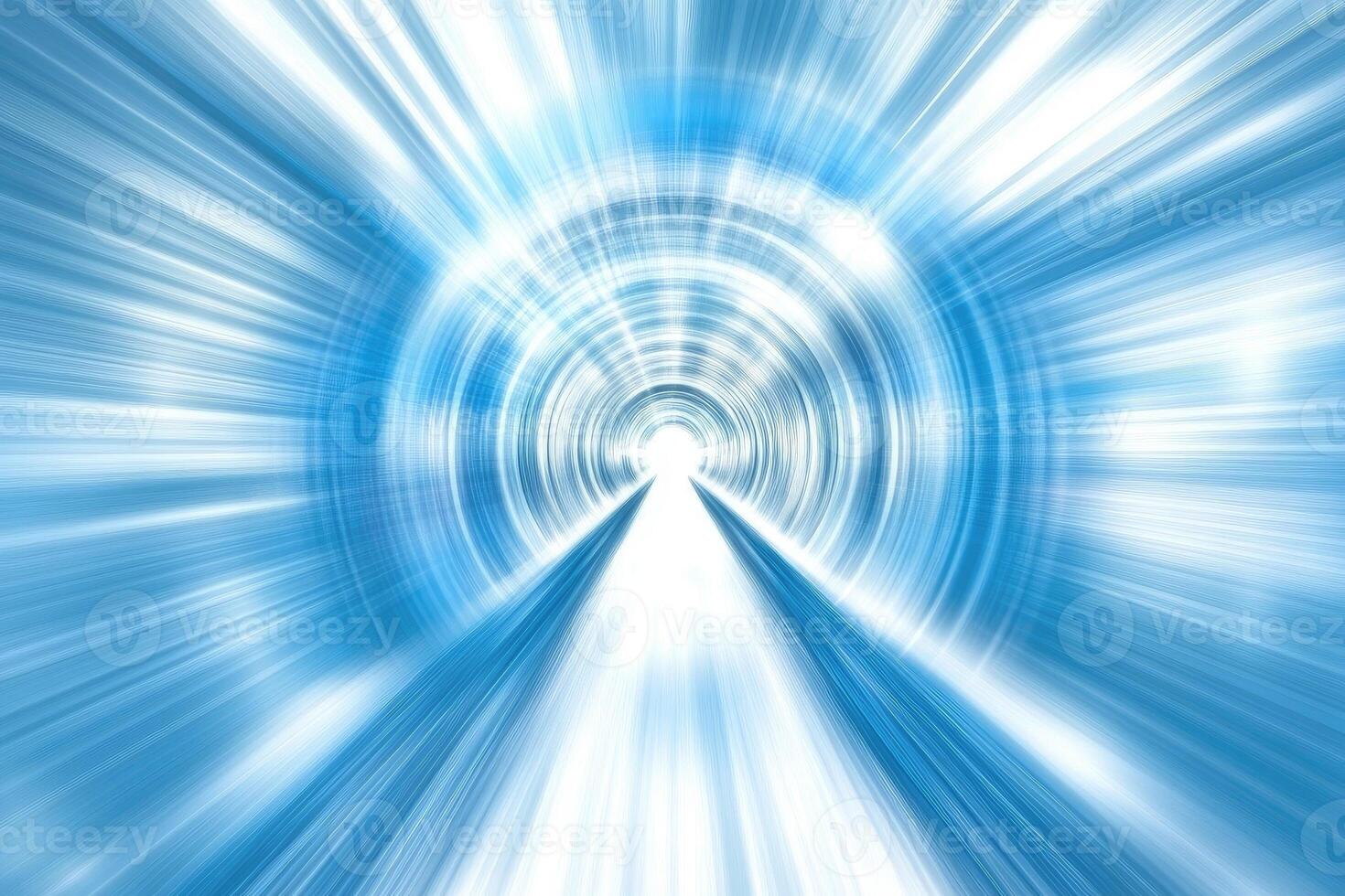 Abstract blue tunnel with light rays photo