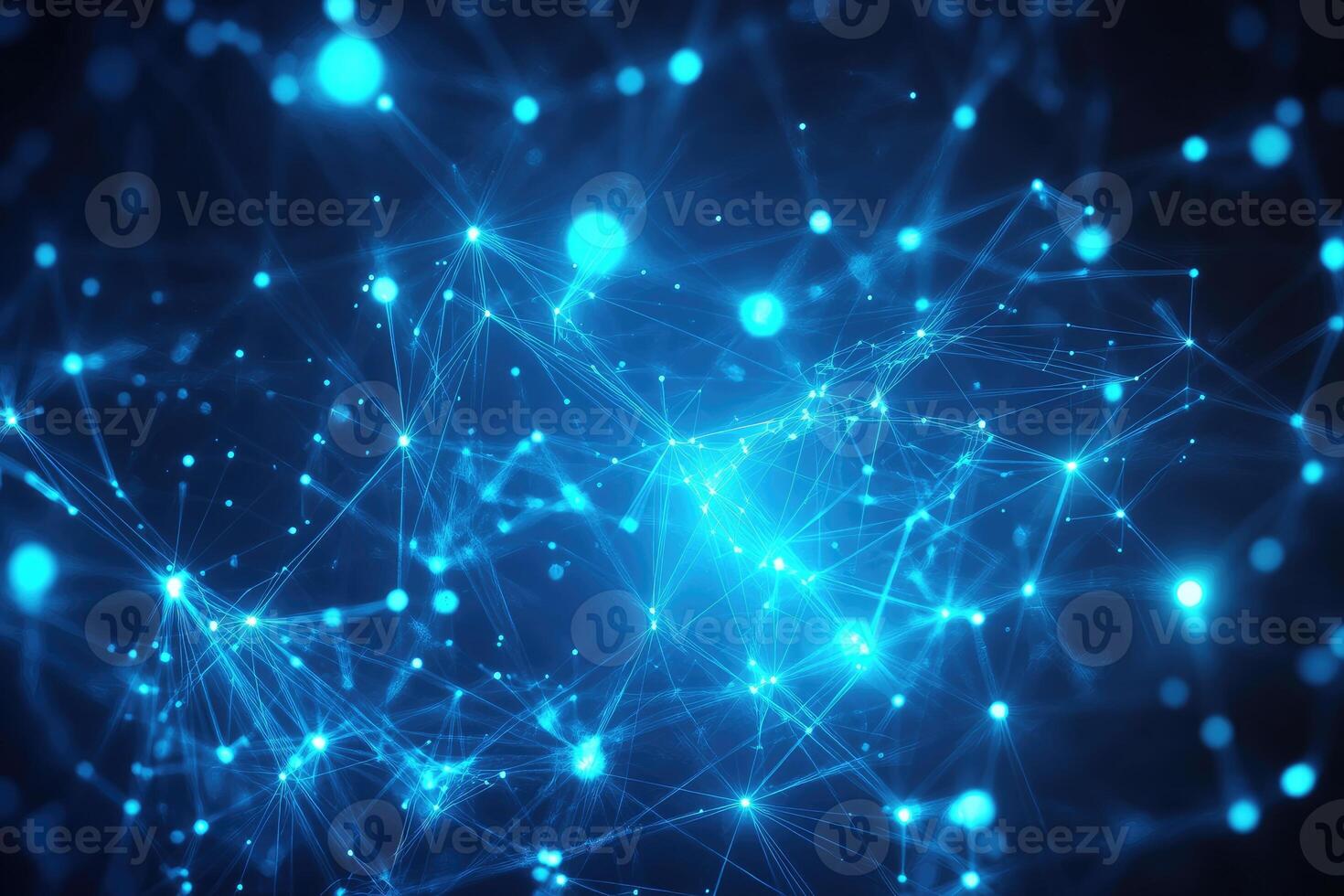 Blue abstract background with connected dots photo