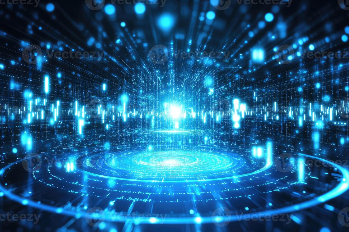 A futuristic background with a circle of light photo