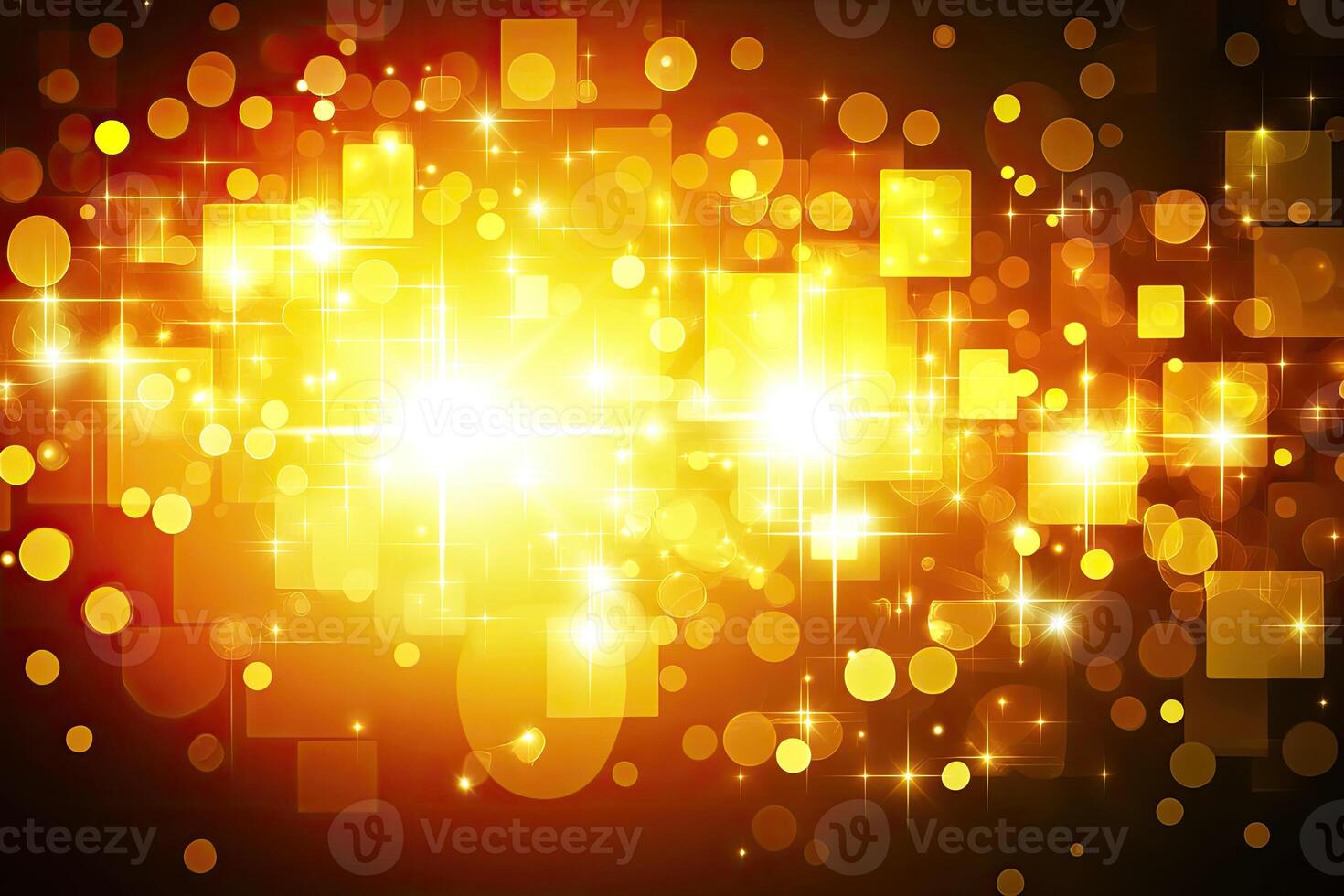 Golden lights on a black background photo