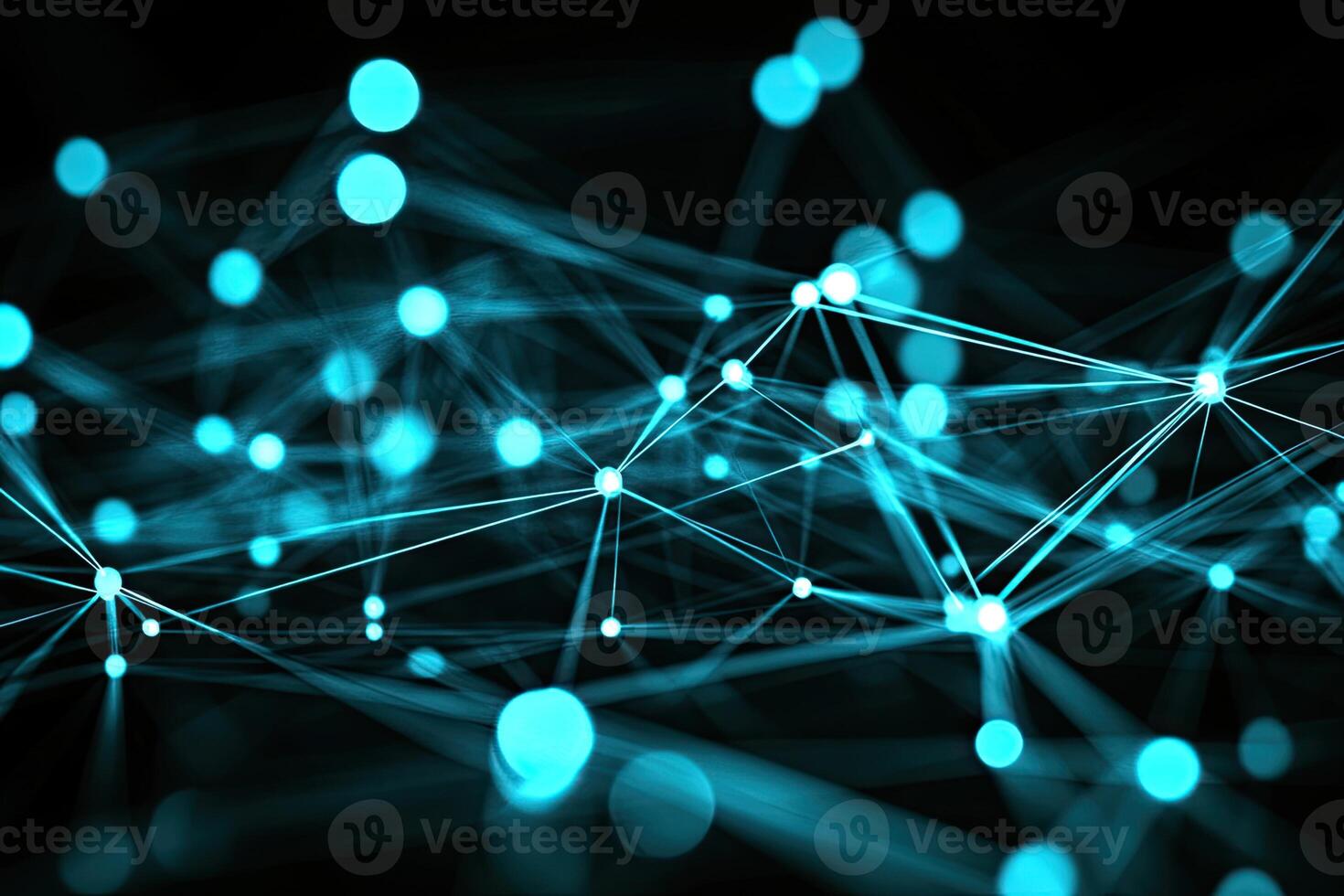 A network of connected dots on a black background photo
