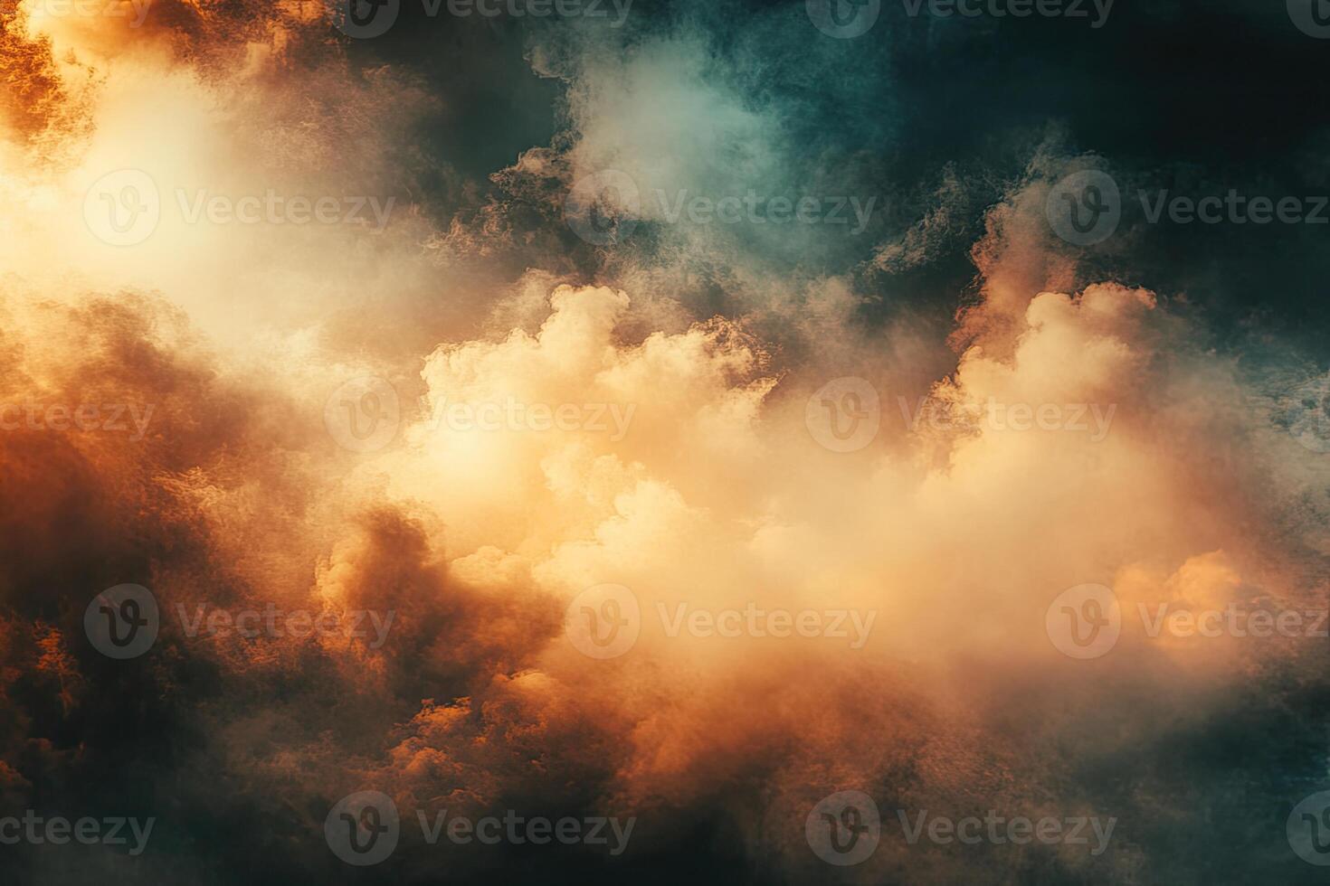 Clouds in the sky with orange and blue colors photo