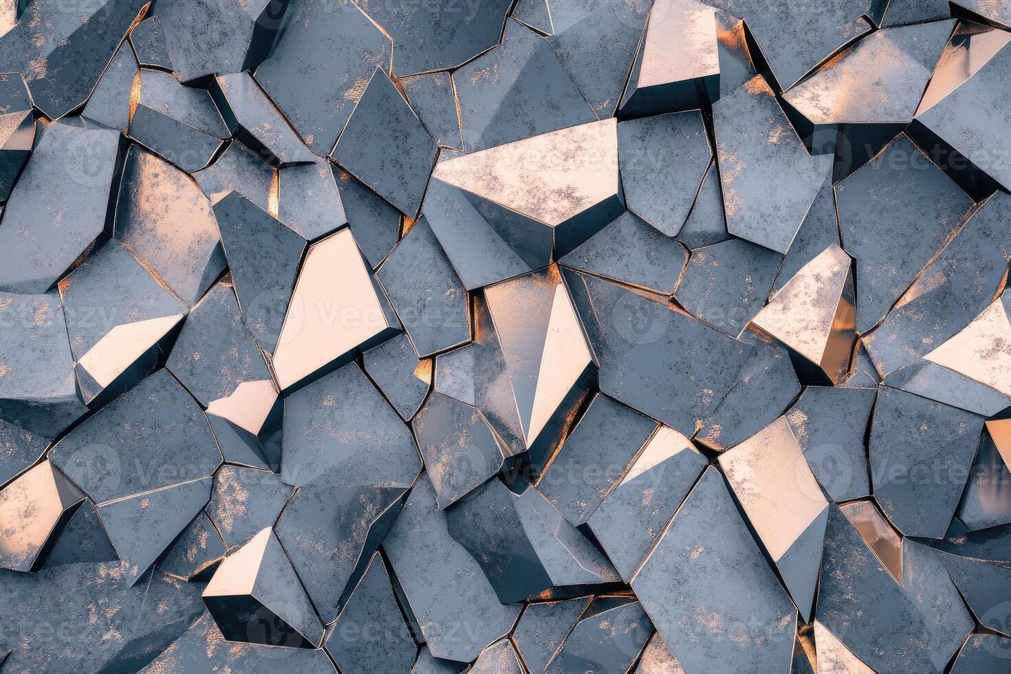 Abstract 3d rendering of a wall with many different shapes photo