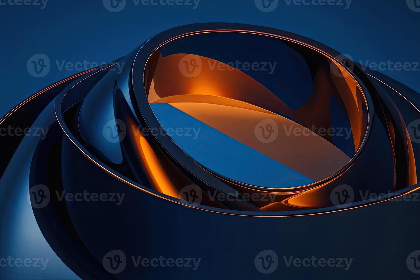 An abstract sculpture with a blue background photo