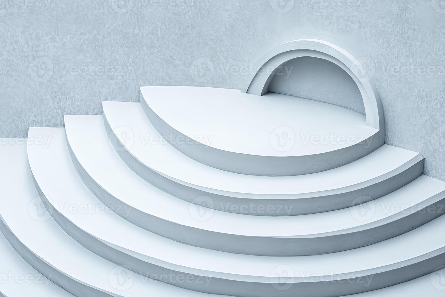 A white staircase with a circular hole in the middle photo