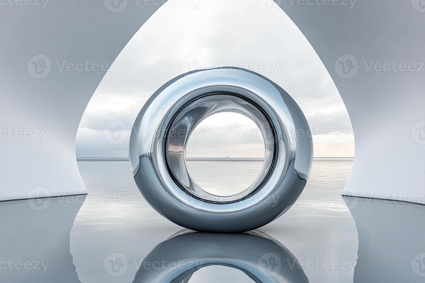 A large circular object sitting on a white floor photo