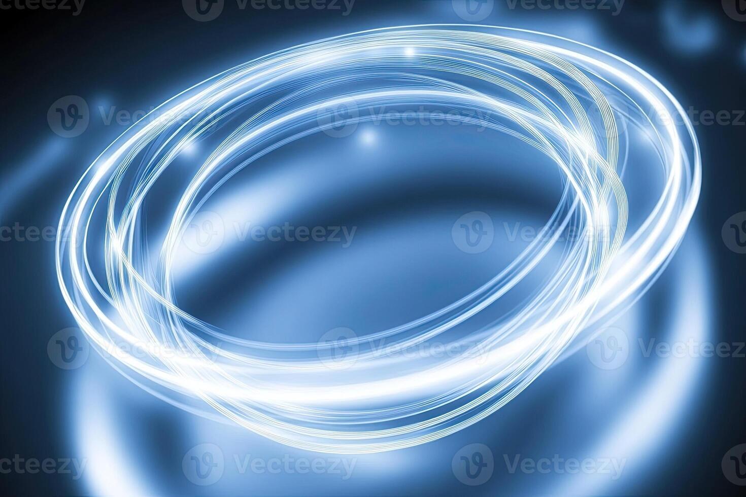 A blue light ring with a circular shape photo