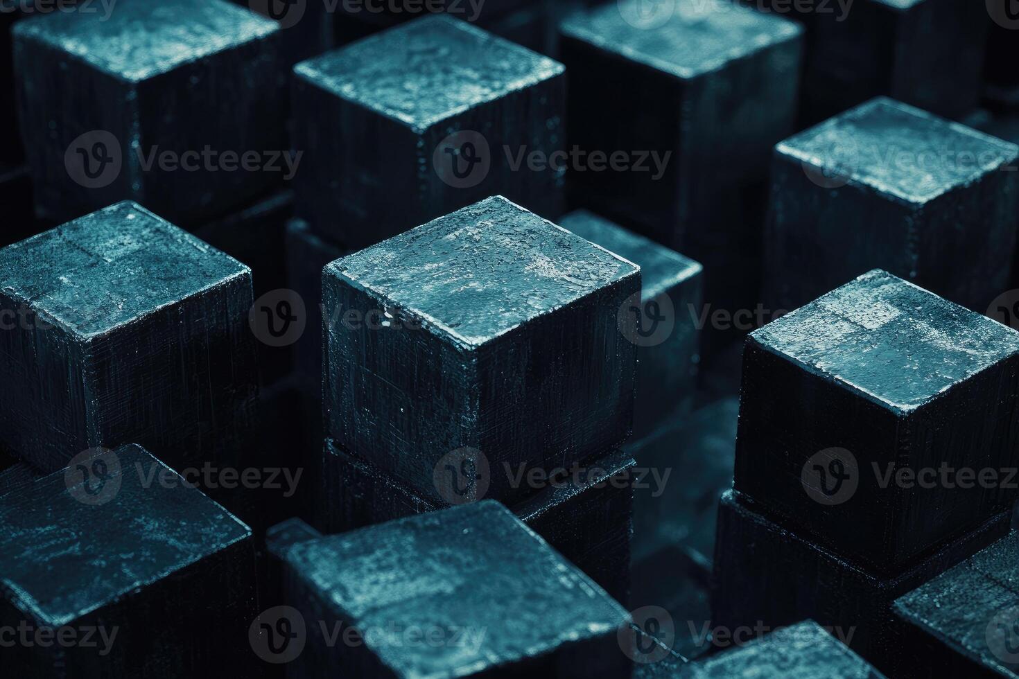 A group of black metal cubes photo