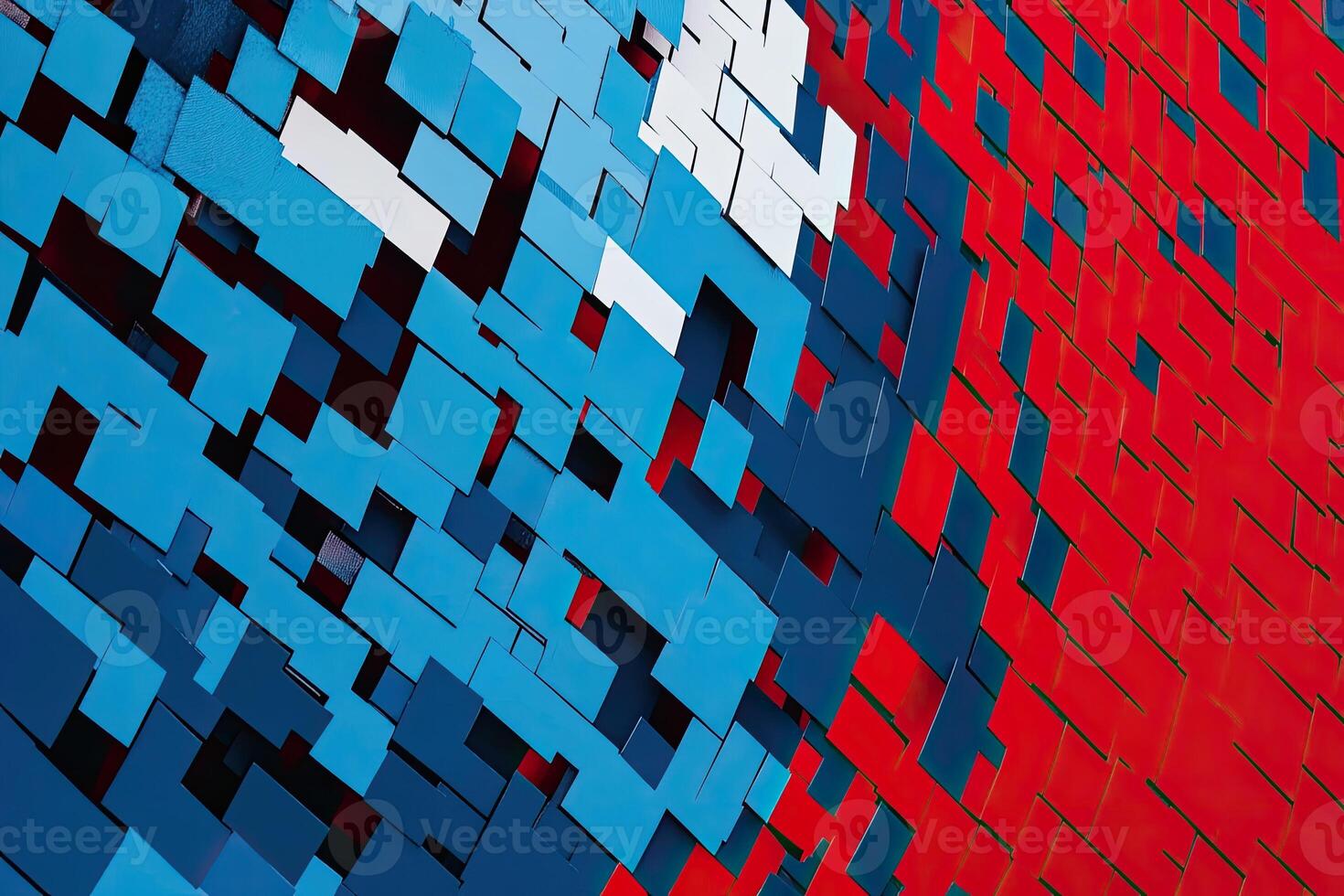 A red and blue wall photo
