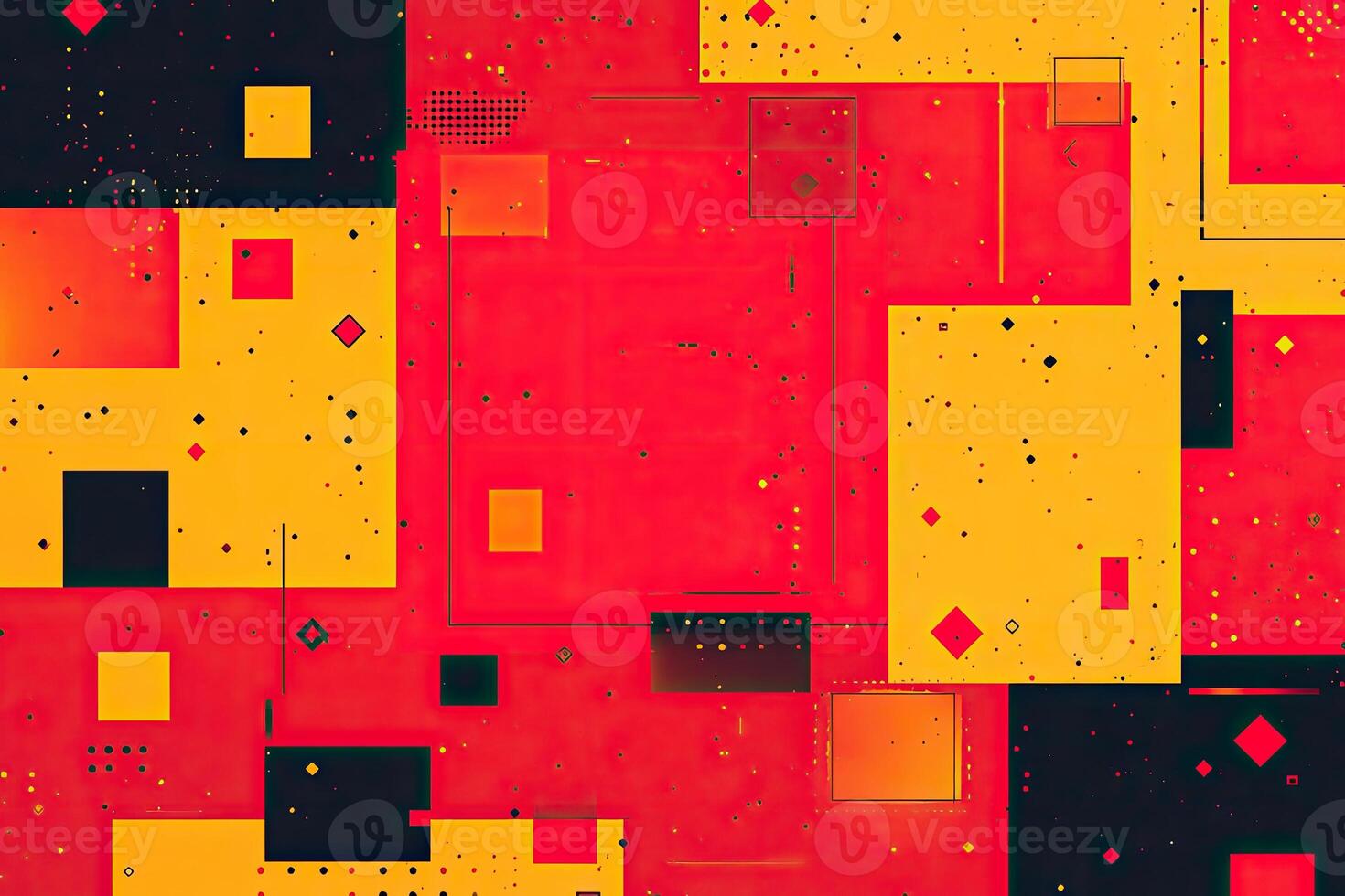 A red and yellow abstract background with squares and dots photo