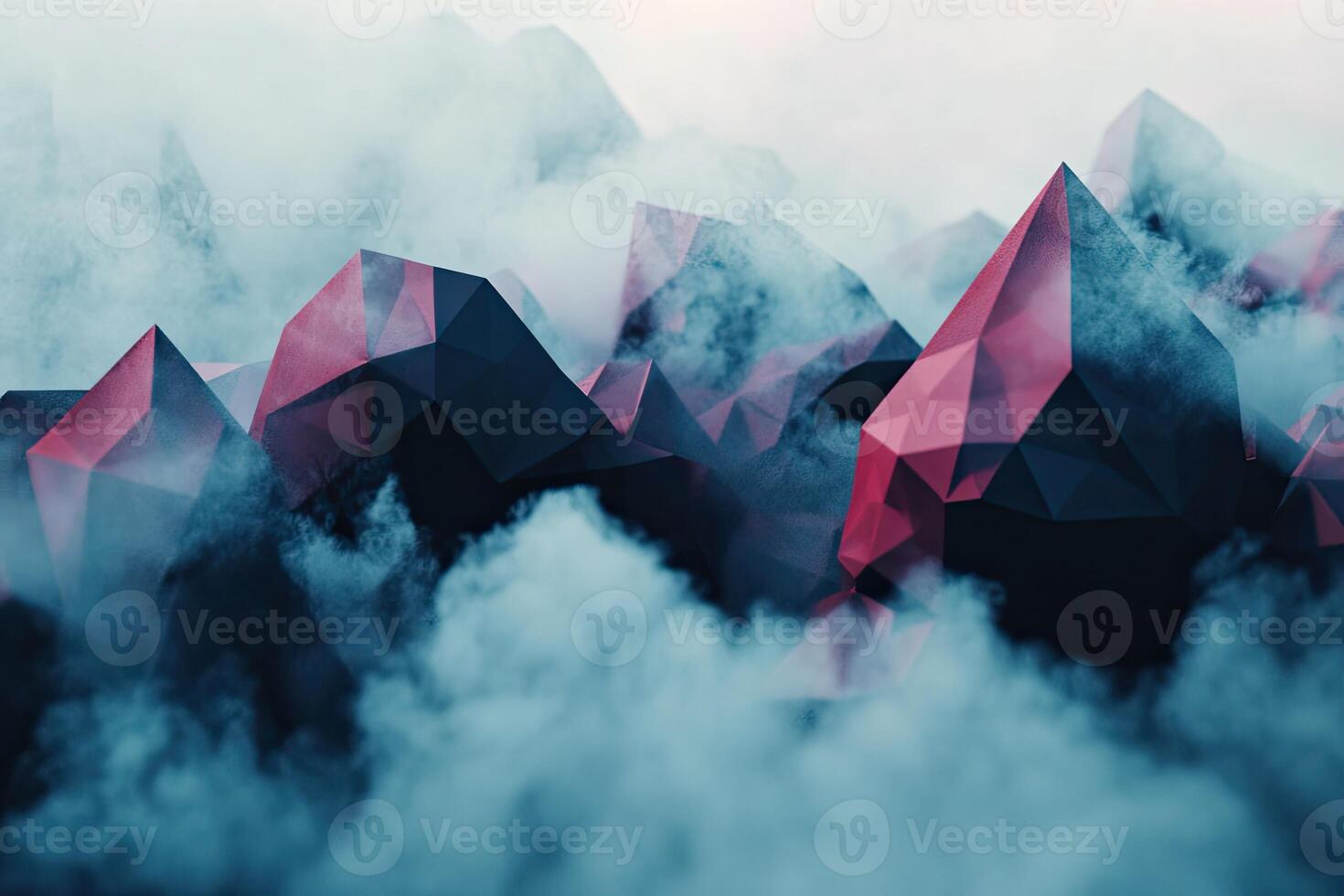A group of red and black triangles in the clouds photo