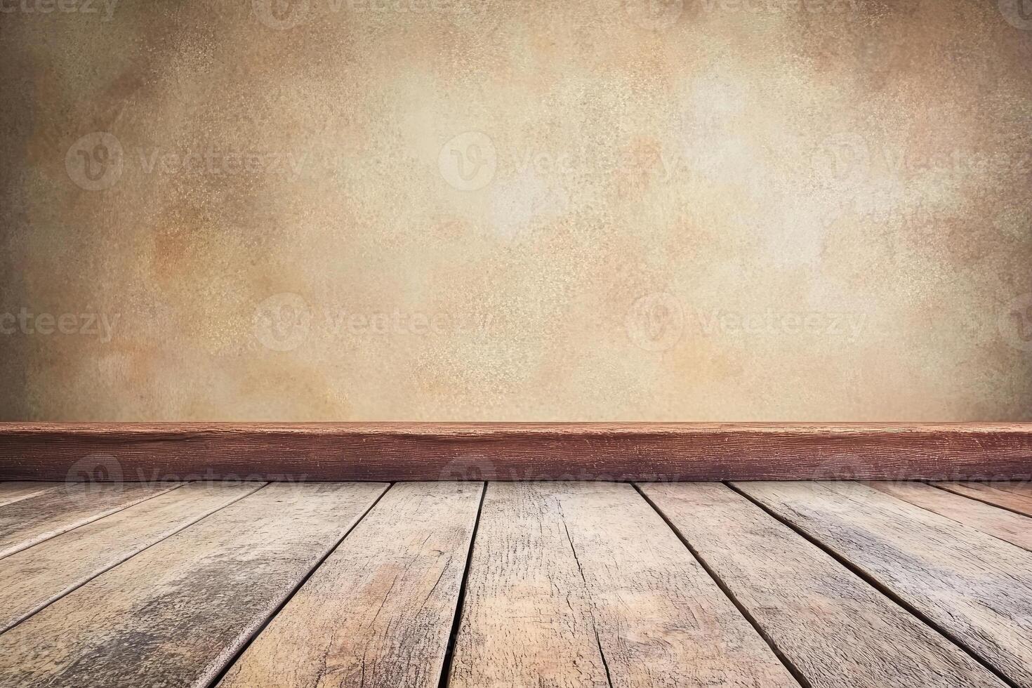 Wood floor and wall in an empty room photo