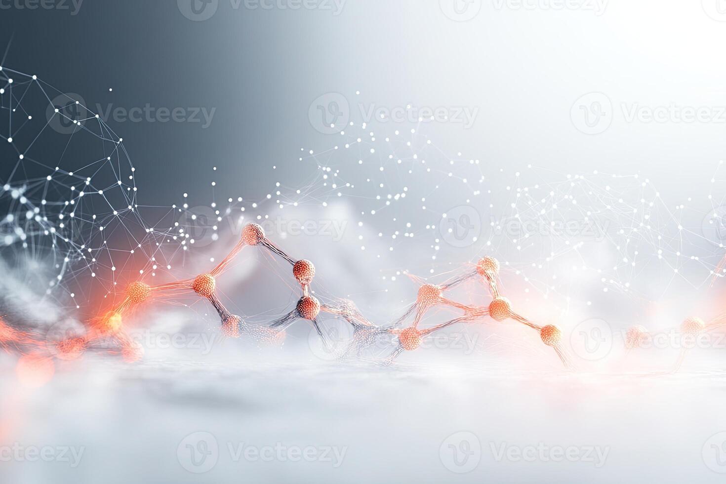 Dna molecule and network connection on a gray background photo