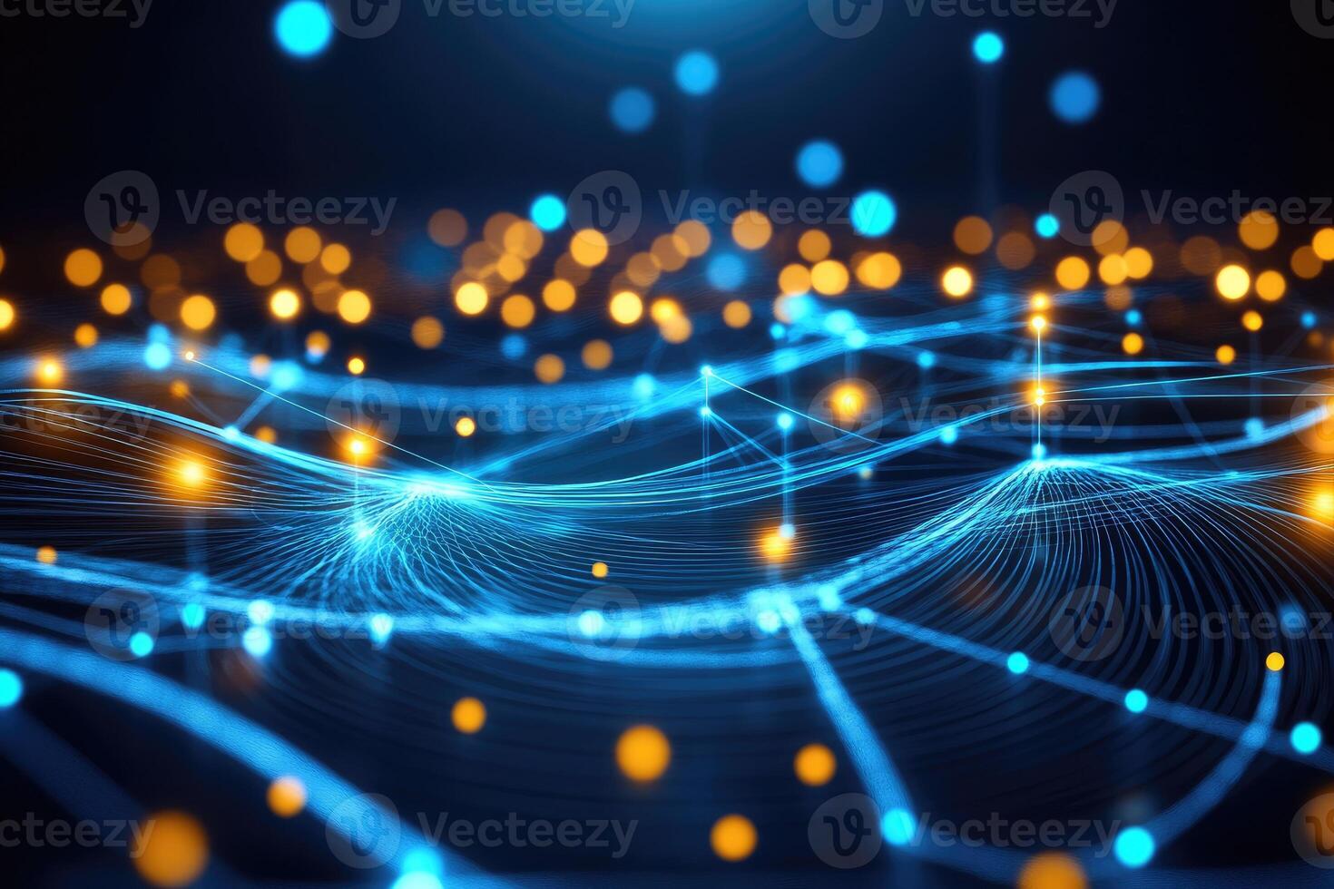 A glowing network of lights and dots photo