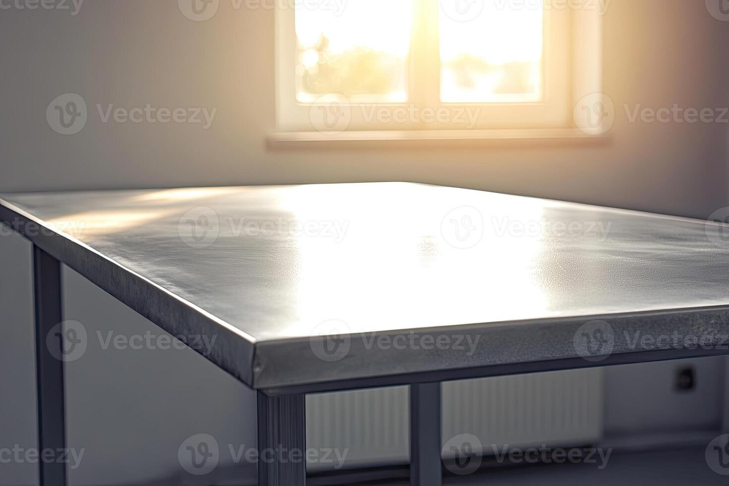 A table with a metal top photo