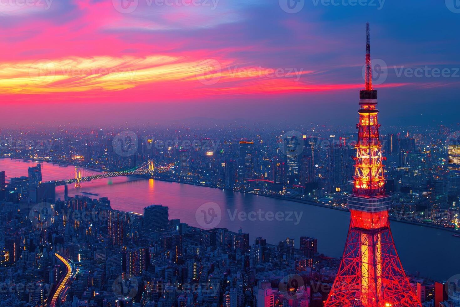 Tokyo tower at sunset photo