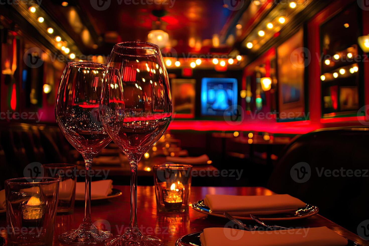 A table with two wine glasses photo