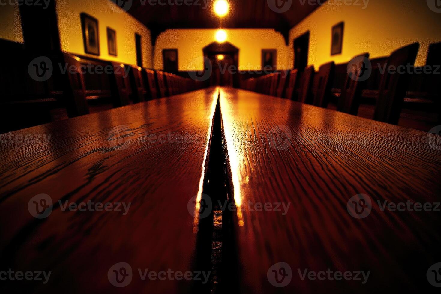 A long wooden bench photo