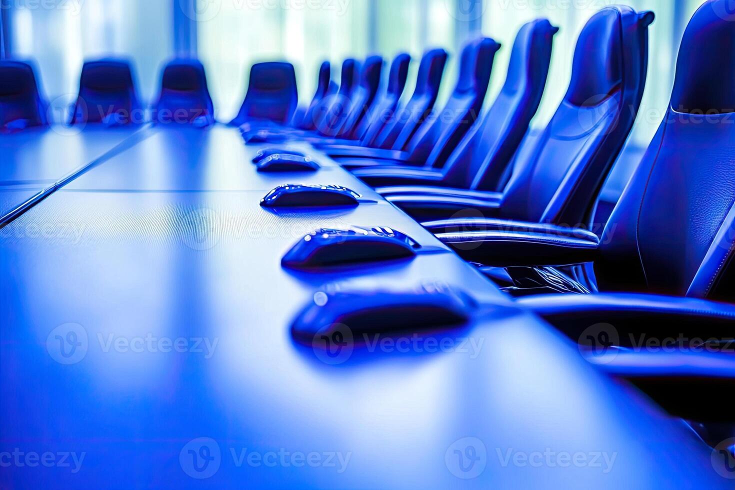 A long table with many chairs in front of it photo