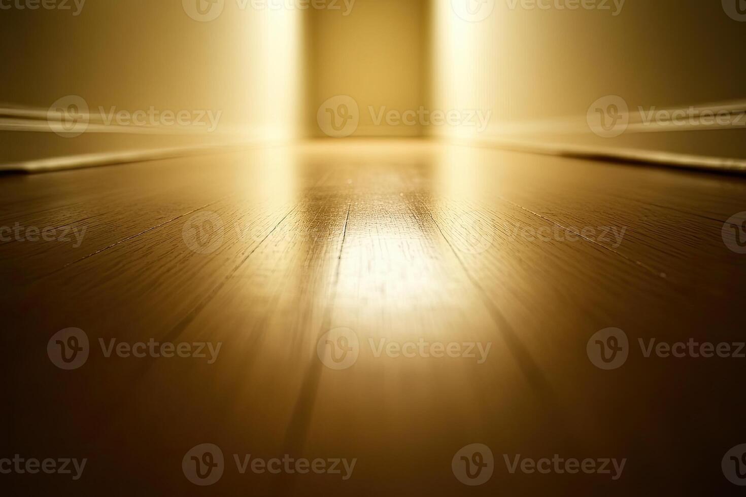 A long hallway with a light shining down on it photo