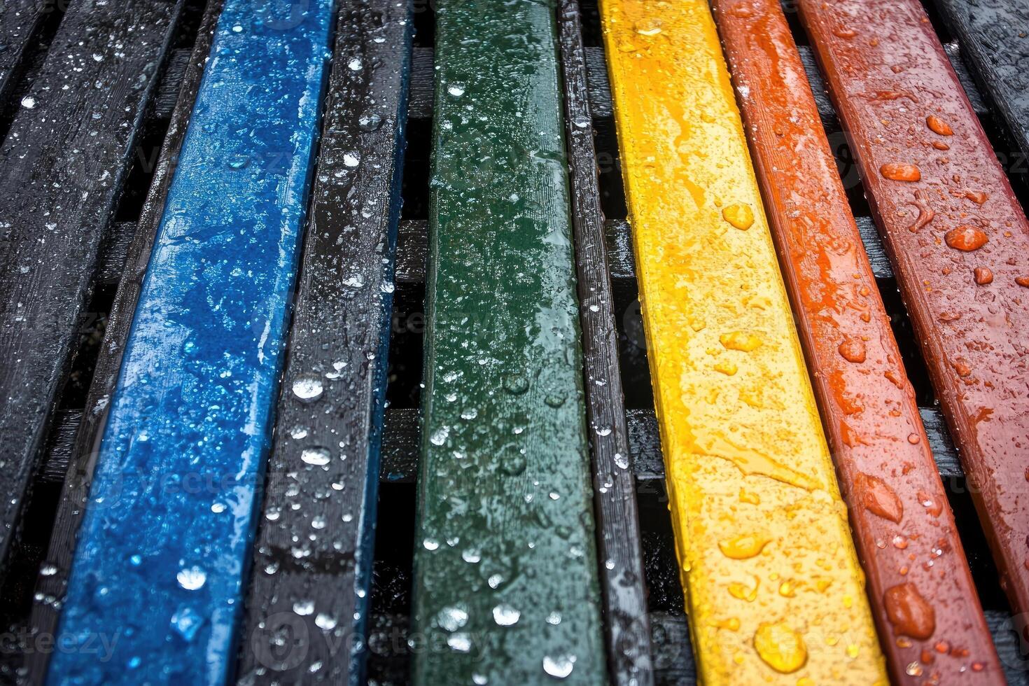 Raindrops on the bench photo