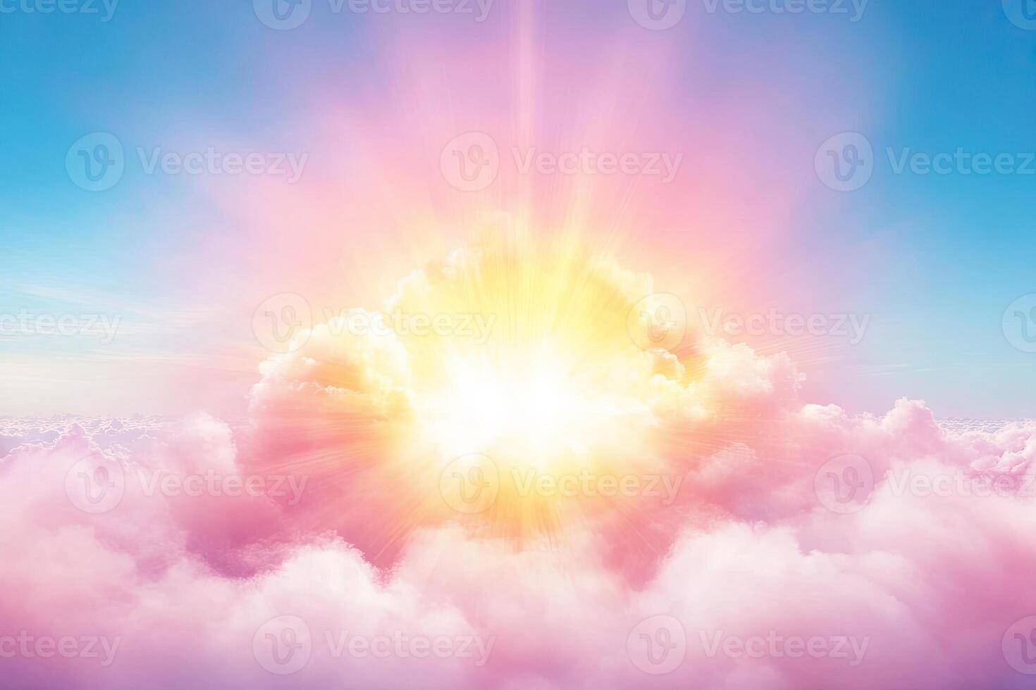 The sun is shining through the clouds in this photo