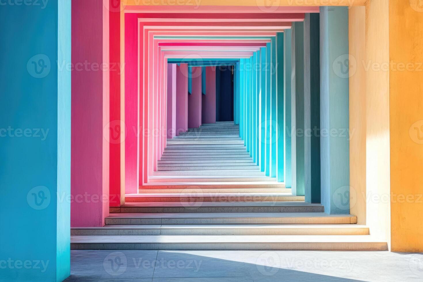 Colorful stairway in a colorful building photo