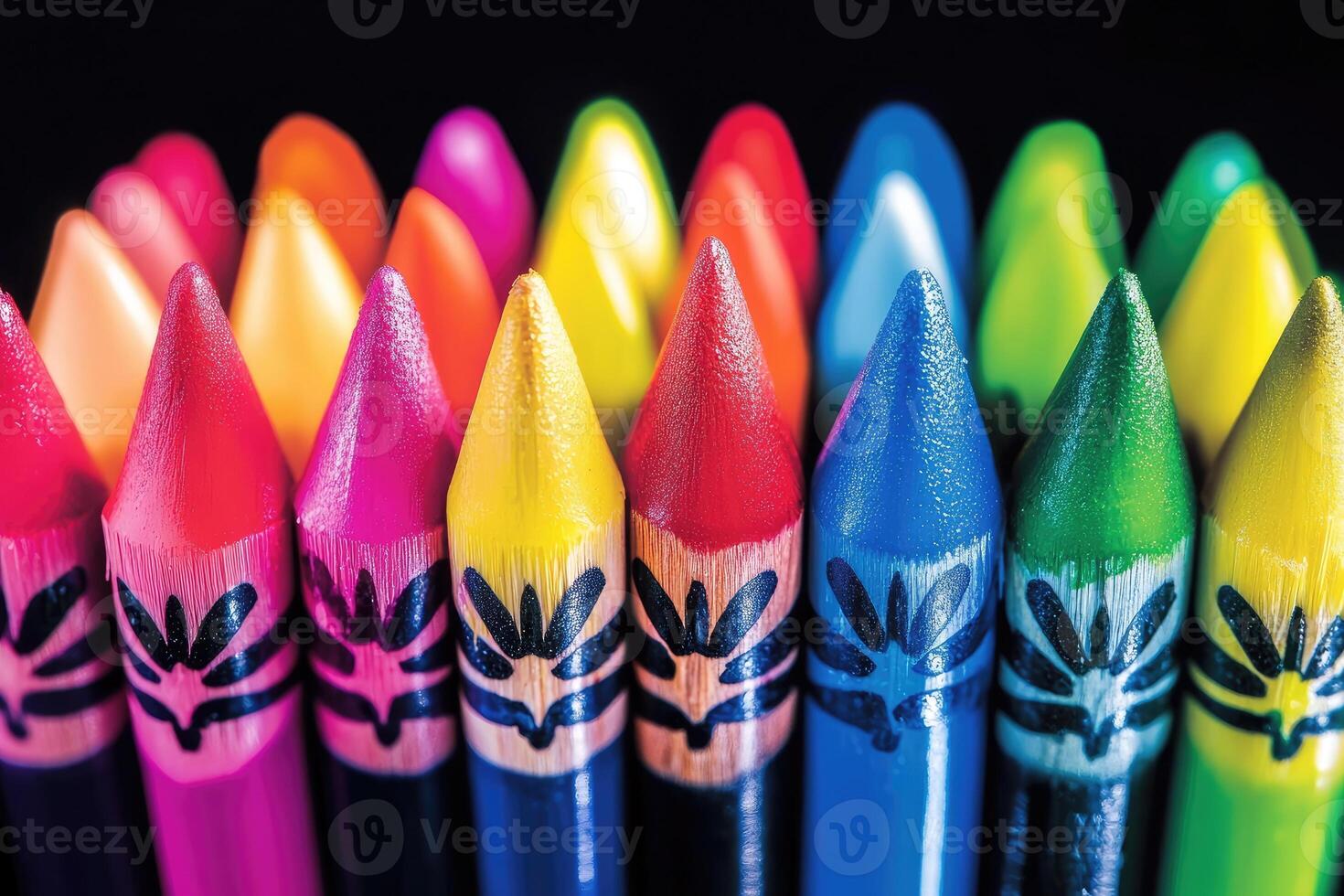 A close up of a group of colored pencils photo
