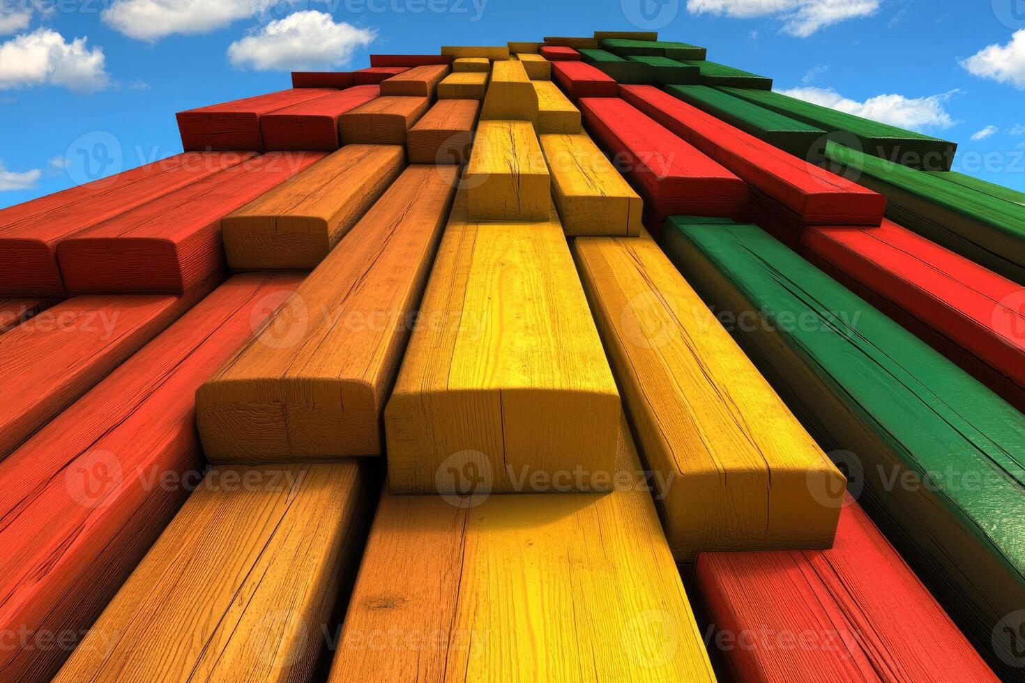 Colorful wooden blocks stacked on top of each other photo