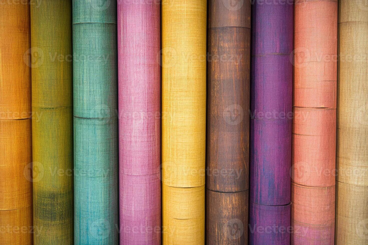 Colorful bamboo stalks with different colors photo