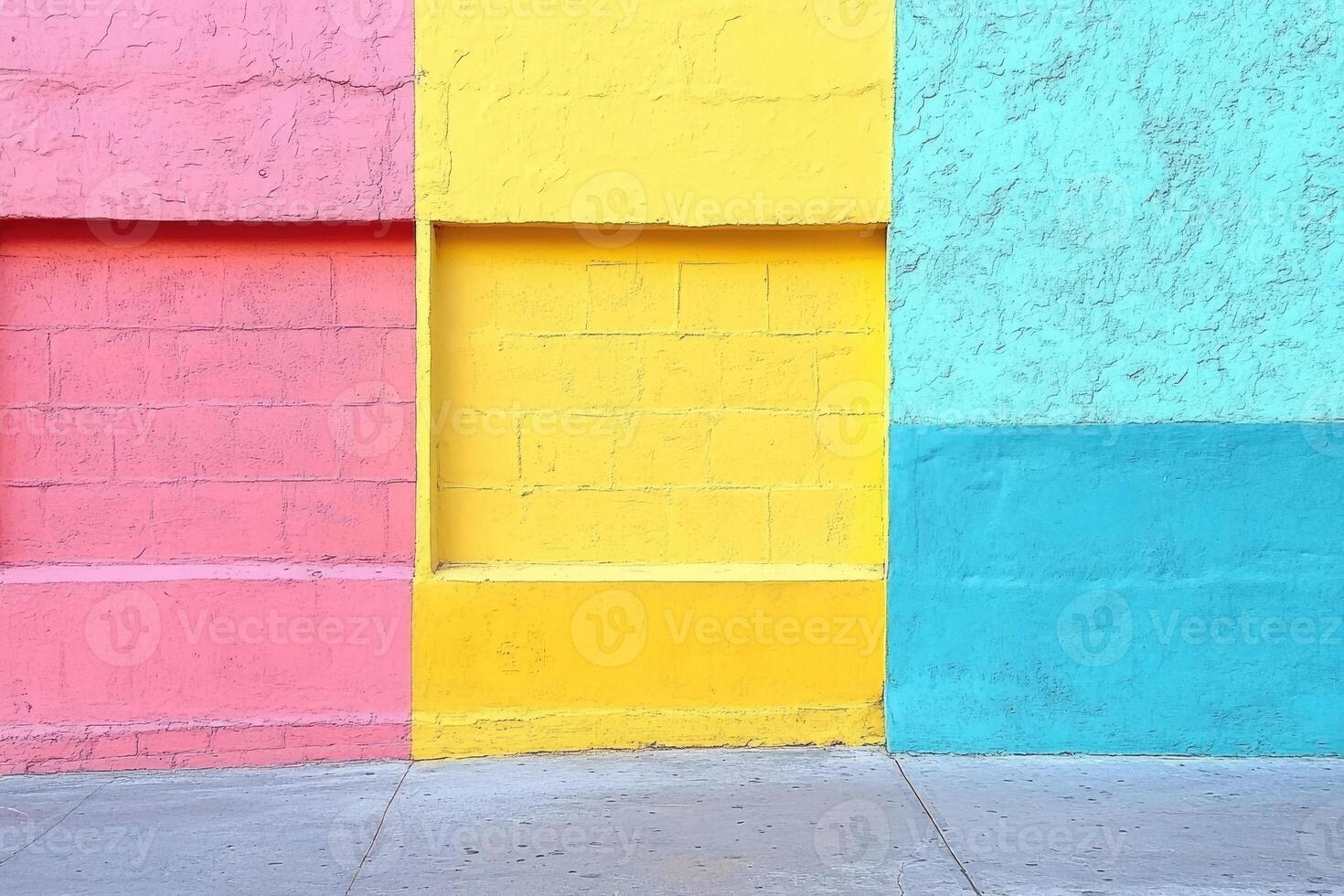 Colorful wall with three windows photo