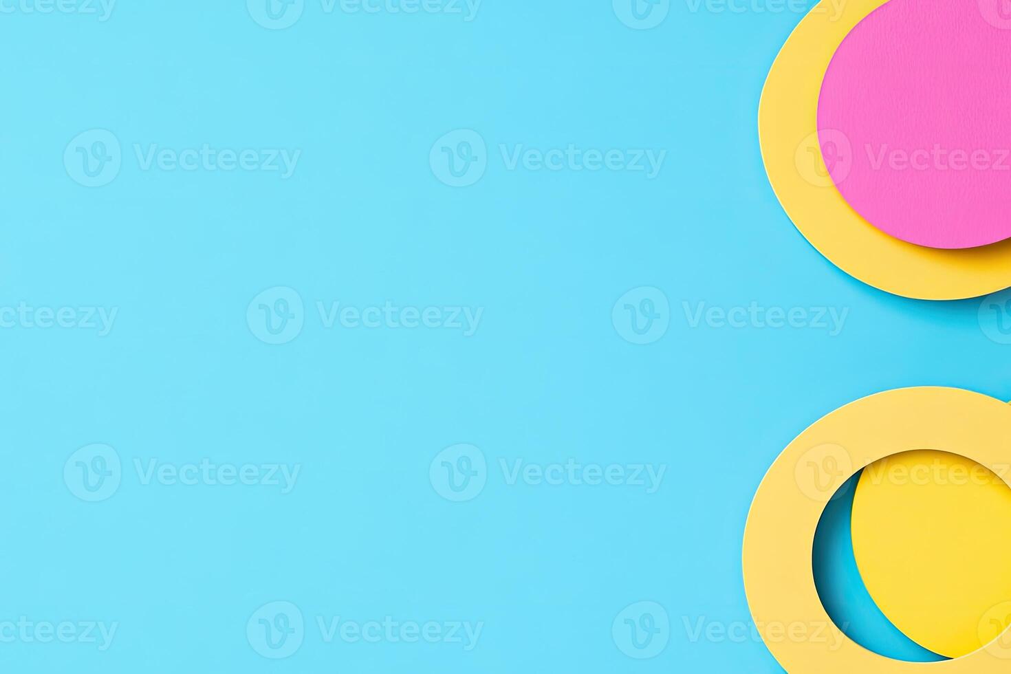 Colorful paper circles on blue background photo