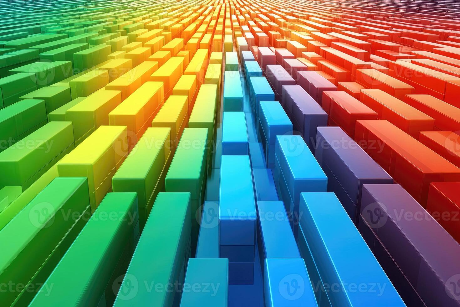 A rainbow colored background with many blocks photo