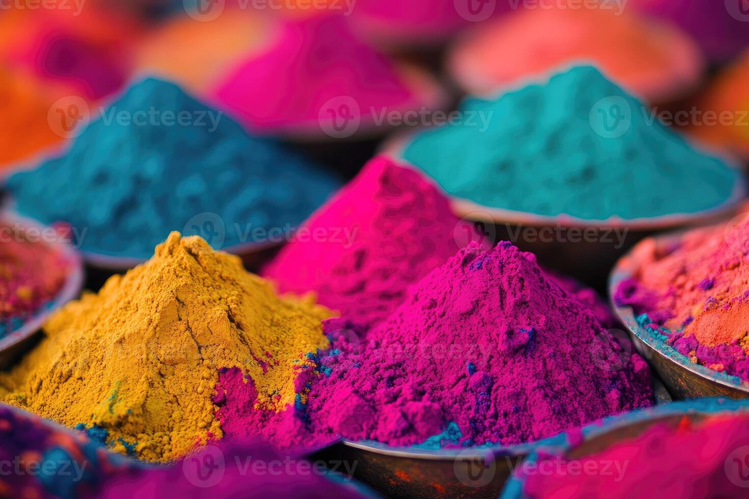 Colorful powder in bowls photo