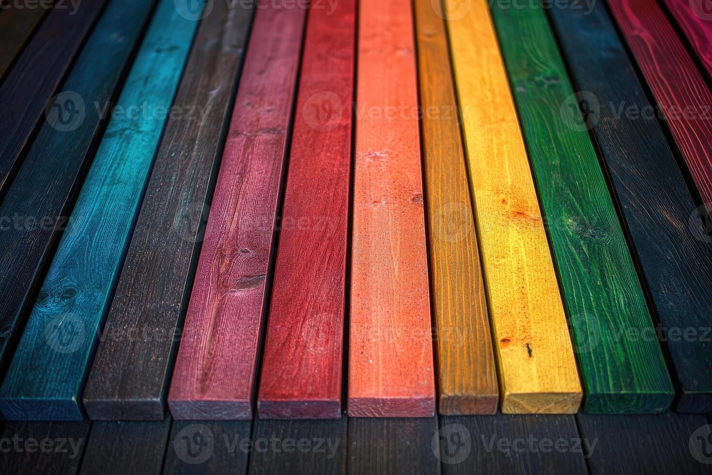 Colorful wooden boards with different colors photo