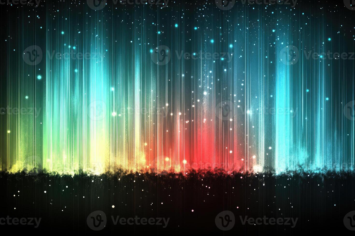 Colorful aurora lights on a black background photo