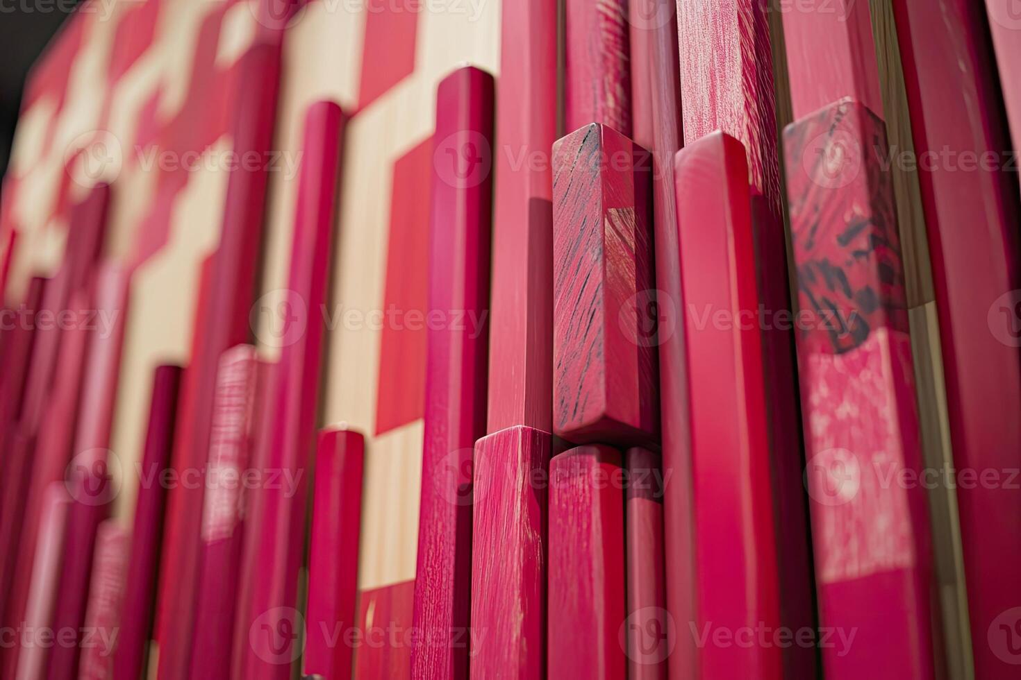 A wall of red and white sticks photo