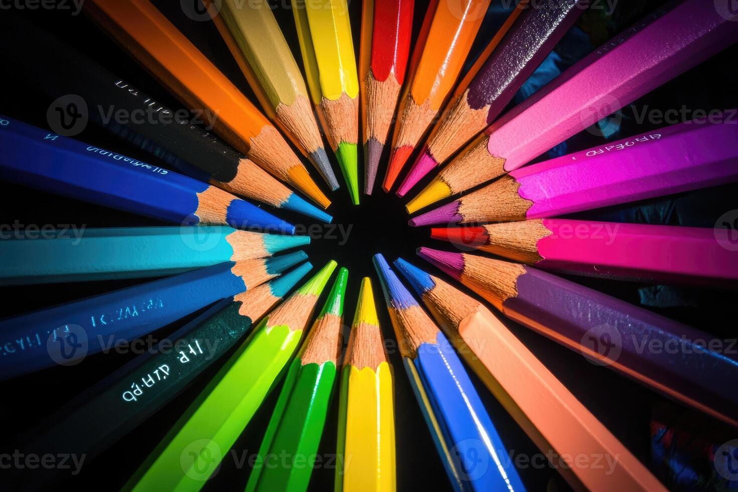 Colorful pencils in a circle photo