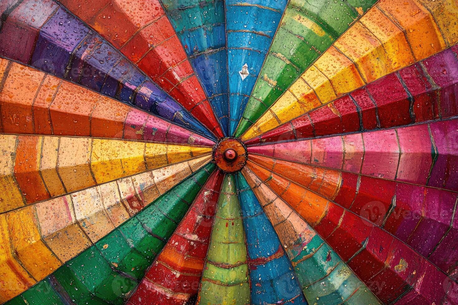 A colorful hot air balloon with a circular design photo