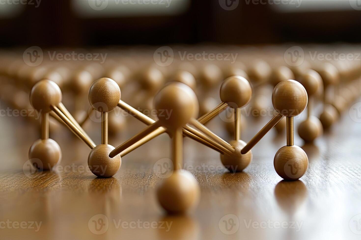 Wooden sphere network on a table photo