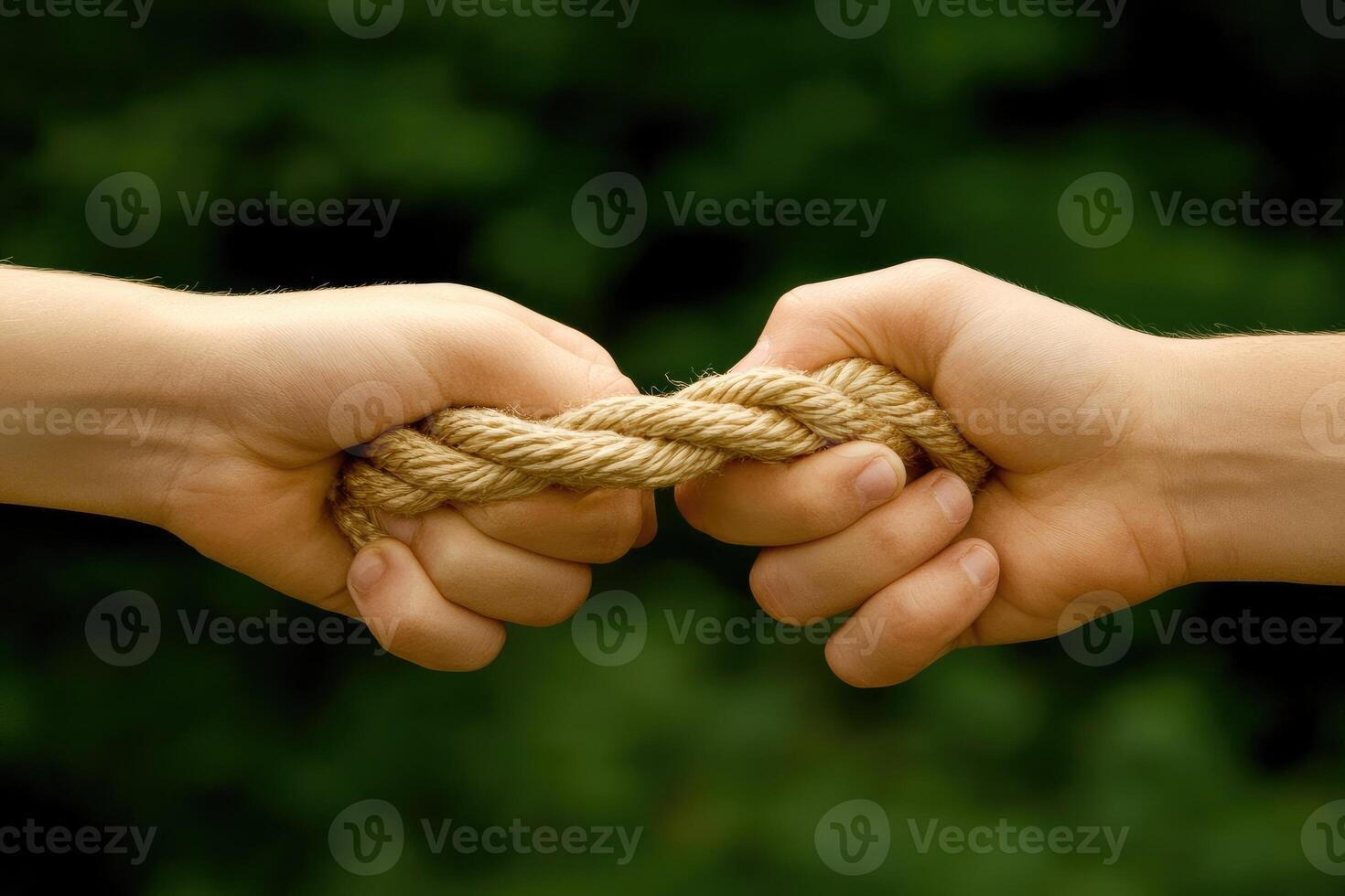 Two hands gripping a rope photo